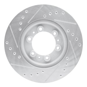 Acura SLX Brake Rotor (1) - Front Right - R1 Concepts - Drilled & Slotted - Silver - `92-`02